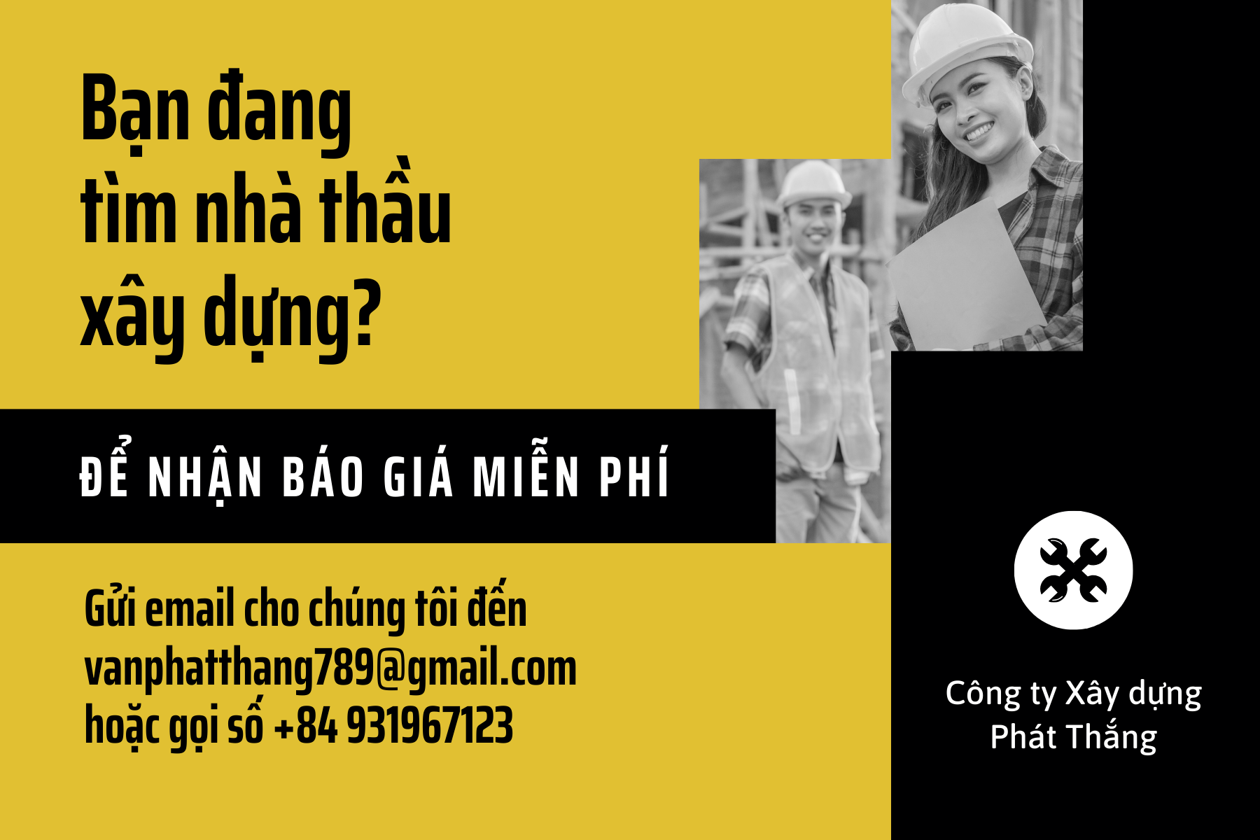 Vàng Đen Doanh nghiệp Xây dựng Tấm nam châm dán xe hơi